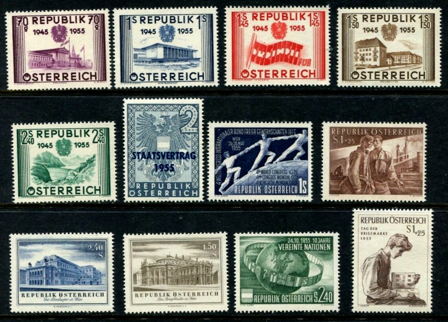 Austria Full Year 1955 / Osterreich komplett jahrgang 1955